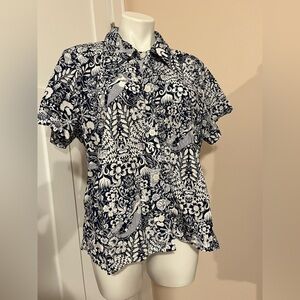JCREW Navy and White Floral Button-Up Shirt